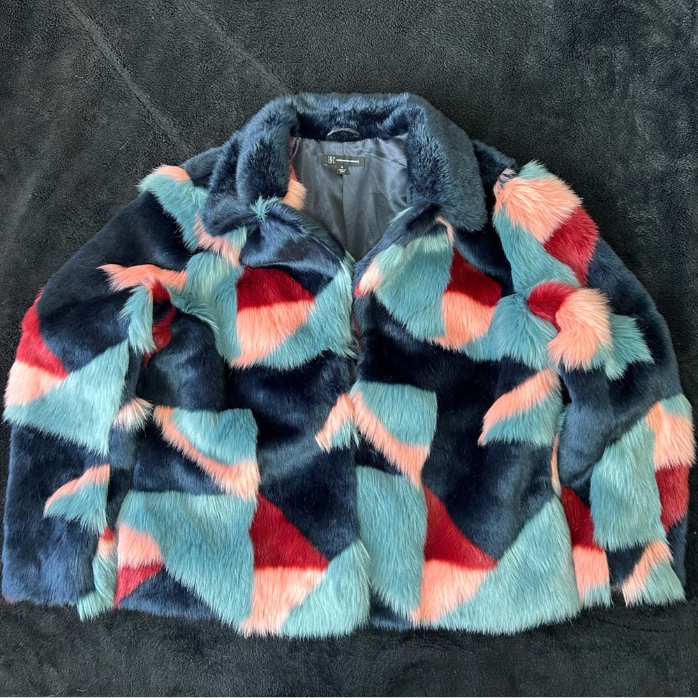 I•N•C International Concepts Multicoloured Faux Fur Jacket 
-Size XL
